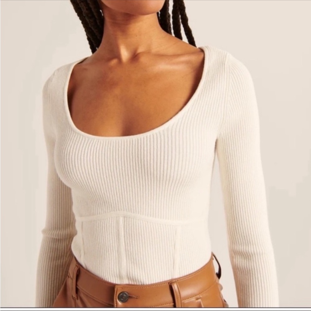 Scoop neck corset sweater top